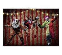 Fondo de Halloween 2.2x1.5m Horrifico Circo Payaso Malvado Fondo de Fotografía de Pasarela Decoración para Fiesta Temática Niños y Niñas Banderas Propiedades Fotográficas