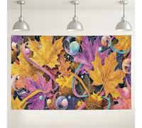 Fondo de hojas de otoño, fondo decorativo con patrón de hojas de arce coloridas, ideal para eventos temáticos de otoño, Acción de Gracias y fiestas de temporada, 71 x 43 pulgadas