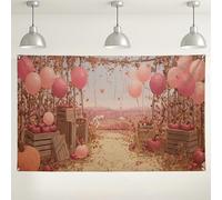 Fondo de jardín con globos de otoño, decoraciones rústicas de fiesta de otoño, globos de melocotón y calabazas, fondo de fotografía para baby shower, eventos de Acción de Gracias, 71 x 43 pulgadas