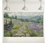 Fondo de lavanda para exteriores, paisaje natural escénico, decoración de pared, ideal para eventos de fotografía de primavera, suministros de fiesta de jardín pastoral, 71 x 43 pulgadas