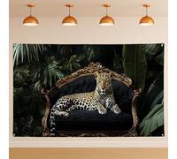 Fondo de leopardo de la selva real, fondo elegante de safari de la selva de lujo, decoración de fiesta, majestuoso fondo de interior/imagen para eventos de fotografía, 71 x 43 pulgadas