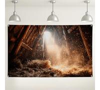 Fondo de luz de granero rústico, fondo de fotografía vintage marrón cálido, decoración acogedora para interiores y exteriores, para eventos, suministros de fiesta de cosecha de otoño, 71 x 43 pulgadas