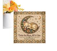 Fondo de : moderno patrón de luna de gato calmante, decoración de tela de fondo de interior, para sala de estar, , fotografía, reunión familiar, comedor, cumpleaños