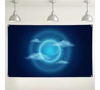 Fondo de nube de luna azul, fondo decorativo con temática de horizonte de ensueño para fotografía, suministros para eventos en interiores y exteriores, 71 x 43 pulgadas