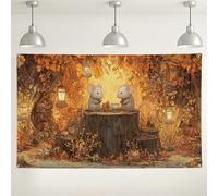 Fondo de otoño con diseño de amigos de ratón, bonitas decoraciones temáticas de animales del bosque, fondo de fotografía acogedor para fiestas de otoño, eventos de cosecha de temporada, 71 x 43