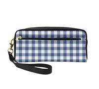 Fondo De Pantalla A Cuadros De Cuadros Guinga Blanco Azul Marino del Patio De Recreo Mejor, Bolsa de Maquillaje Bolsa de cosméticos Bolsa de Aseo de Viaje portátil Estuche de Cuero