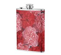 Fondo de pantalla de flores, plantas y claveles,Frasco de acero inoxidable 304 de 8 oz con funda de cuero sintético, frasco de bolsillo para licor plano para exteriores