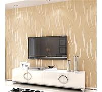 Fondo de pantalla para televisión, moderno y elegante, con diseño de ondas estereoscópicas en 3D, no tejido, color beige, 0,53 m x 10 m = 5,3 m2