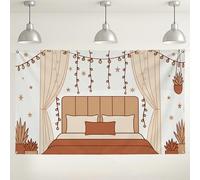Fondo de pared bohemio y elegante, decoración de tonos terrosos cálidos para eventos en interiores y exteriores, acogedor fondo de fotografía de sala de estar para fiestas y celebraciones, 71 x 43