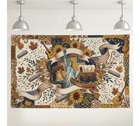 Fondo de pared clásico Americana, decoración de fiesta retro, fondo de otoño de girasol para interiores y exteriores, para eventos de fotografía, suministros de 71 x 43 pulgadas