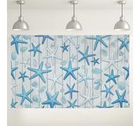 Fondo de pared con diseño de estrella de mar del océano, fondos decorativos con temática náutica de playa, fondo de imagen costera azul para fotografía, eventos, suministros de fiesta, 71 x 43