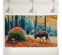Fondo de pared con escena del bosque, fondo de fotografía de naturaleza otoñal, decoración bohemia de vida silvestre para cabina de fotos, suministros de fiesta al aire libre de otoño, 71 x 43