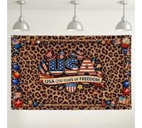 Fondo de pared con estampado de leopardo de Estados Unidos, decoración de fiesta patriótica con patrón de animales, fondo de fotografía para interiores y exteriores, para eventos de celebración, 71 x