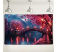 Fondo de pared con flores de cerezas de melocotón, fondo decorativo de paisaje de ensueño, suministros románticos de cabina de fotos de naturaleza para fiestas de primavera y bodas, 71 x 43 pulgadas