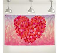 Fondo de pared con forma de corazón, coloridas decoraciones románticas para fiestas, fondo rojo melocotón para interiores y exteriores, para celebraciones del día de San Valentín, 71 x 43 pulgadas