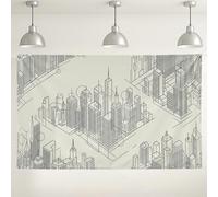 Fondo de pared con horizonte urbano, diseño geométrico moderno de paisaje urbano para decoraciones de eventos, fondo de fotografía para interiores y exteriores, blanco y negro, para fiestas y