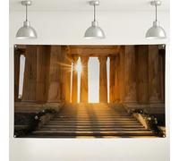 Fondo de pared con pilar dorado, elegante fondo de fotos de arquitectura vintage, impresionante decoración de interiores y exteriores para eventos, perfecto para bodas y celebraciones, 180 x 109 cm
