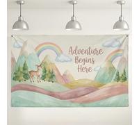 Fondo de pared con temática de aventura, arco iris de montaña elegante para fotografía, suministros de fiesta en interiores y exteriores, decoraciones inspiradas en la naturaleza, 71 x 43 pulgadas