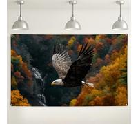 Fondo de pared de águila, suministros de fotografía de paisaje de naturaleza majestuosa, decoración rústica de vida silvestre para eventos al aire libre, fondo de fiesta de temporada de otoño, 71 x 43