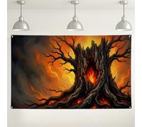Fondo de pared de árbol ardiente, fondo dramático de arte de bosque ardiente, decoración de fotografía de fiesta de Halloween, paisaje interior y exterior para eventos, 71 x 43 pulgadas