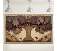 Fondo de pared de árbol de otoño, fondo decorativo con diseño de hojas rústicas, perfecto para fiestas de otoño, eventos de Acción de Gracias, suministros de cabina de fotos para interiores y