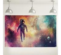 Fondo de pared de astronauta galaxia, arte espacial colorido, decoraciones retro para fotografía, fondo cósmico del espacio exterior para suministros de fiesta y eventos, 71 x 43 pulgadas