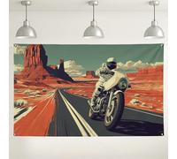Fondo de pared de aventura de motocicleta, fondo de arte vintage del desierto, decoración de fotografía de viaje por carretera al aire libre para fiestas o eventos, decoraciones temáticas de verano