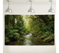 Fondo de pared de bosque exuberante, fondo de fotografía de paisaje natural, decoración de interiores y exteriores para eventos, suministros de fiesta de verano, 71 x 43 pulgadas