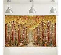 Fondo de pared de bosque otoñal, decoraciones escénicas rústicas de cuento de hadas, tema de calabaza, otoño, fondo de fotografía para interiores y exteriores, para celebraciones, 71 x 43 pulgadas