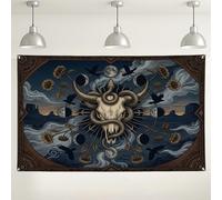 Fondo de pared de calavera mística, decoración estética bohemia oscura para fiestas, fondo artístico de fotografía para interiores y exteriores, para eventos y reuniones, 71 x 43 pulgadas