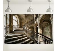 Fondo de pared de escalera rústica vintage, fondo de fotografía de arquitectura antigua para eventos, elegante decoración de interiores y exteriores para fiestas y reuniones, 71 x 43 pulgadas