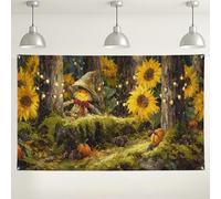 Fondo de pared de espantapájaros y girasol, fondo rústico de fotografía de otoño, decoración de otoño para fiestas de festivales de cosecha, 71 x 43 pulgadas