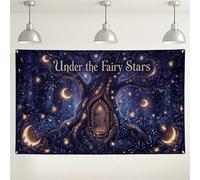 Fondo de pared de estrellas de hadas, decoración mágica de horizonte nocturno para fotografía, fondo de fiesta de ensueño para interiores y exteriores, decoraciones temáticas encantadas, 71 x 43