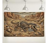 Fondo de pared de fósiles de dinosaurio, escena vintage del desierto, decoración de esqueleto de dinosaurio, fondo de fotografía inspirado en la naturaleza para fiestas y eventos, 71 x 43 pulgadas