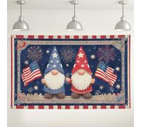 Fondo de pared de gnomo patriótico, decoración de fiesta de bandera de Estados Unidos, fondo de fotografía rojo y azul para interiores y exteriores, para celebraciones del 4 de julio, 180 x 109 cm