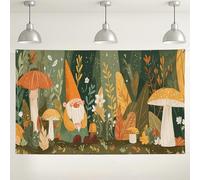 Fondo de pared de jardín de gnomo, decoración temática de naturaleza de bosque, fondo de fotografía de otoño para interiores y exteriores, para fiestas de otoño, celebraciones de cumpleaños, 71 x 43