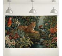 Fondo de pared de leopardo de la selva, fondo de fotografía de naturaleza de animales tropicales, perfecto para fiestas y eventos en interiores y exteriores, 71 x 43 pulgadas