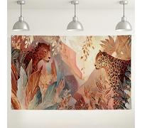 Fondo de pared de leopardo de la selva, fondo de fotografía decorativo inspirado en la naturaleza, suministros de fiesta temática de vida silvestre para eventos en interiores y exteriores, 71 x 43
