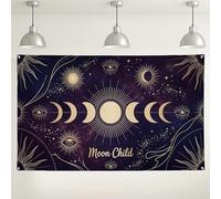Fondo de pared de luna celestial, fondo decorativo para fotografía de horizonte nocturno místico, elegante suministros de fiesta para interiores y exteriores para eventos, 71 x 43 pulgadas