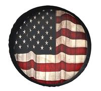 Fondo de Pared de Madera Pintado con la Bandera Estadounidense, Funda para Rueda de Repuesto, Protectores de Ruedas, Accesorios universales a Prueba de Polvo e Intemperie de 16 Pulgadas.