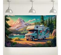 Fondo de pared de paisaje de montaña, decoración de viaje de paisaje natural, fondo de fotografía al aire libre para aventura de camping, suministros de cabina de fiesta de verano, 71 x 43 pulgadas