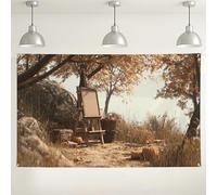 Fondo de pared de paisaje otoñal, fondo de fotografía de naturaleza rústica para fiestas de otoño, decoraciones al aire libre de tonos cálidos para eventos de Acción de Gracias, 71 x 43 pulgadas