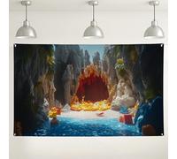 Fondo de pared de playa con cueva tropical, decoración colorida de escena de la naturaleza del océano, ideal para fiestas de verano y eventos de fotografía, 71 x 43 pulgadas