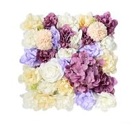 Fondo de pared de rosas artificiales para decoración de boda, 35 x 35 x 5 cm, telón de fondo floral de plástico en blanco, rosa, amarillo, morado, rojo, bajo mantenimiento (morado)