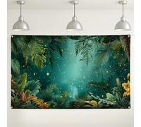 Fondo de pared de selva tropical, decoración de fiesta de naturaleza exuberante, fondo de fotografía para interiores y exteriores, suministros de celebración temática de verano, 71 x 43 pulgadas