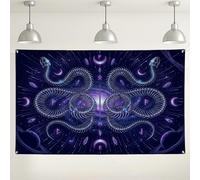 Fondo de pared de serpiente mística, patrón cósmico, fondo decorativo violeta oscuro para fiestas, Halloween y eventos de fotografía, 71 x 43 pulgadas