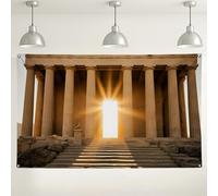 Fondo de pared de templo griego antiguo, fondo de fotografía de arquitectura clásica, escena decorativa beige y dorada para eventos en interiores y exteriores, suministros de boda y fiesta, 71 x 43