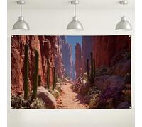 Fondo de pared del cañón del desierto, fondo de fotografía de paisaje natural para eventos, decoraciones rústicas de fiesta al aire libre, temática de primavera/verano, 71 x 43 pulgadas