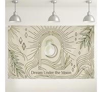 Fondo de pared Dream Under the Moon, decoración de fiesta inspirada en la naturaleza bohemia, fondo de fotografía verde crema para interiores y exteriores, para eventos y celebraciones, 71 x 43