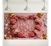 Fondo de pared floral de amor, decoraciones románticas de flores de melocotón para el día de San Valentín, fondo de fiesta en forma de corazón para boda, suministros de fotografía para interiores y